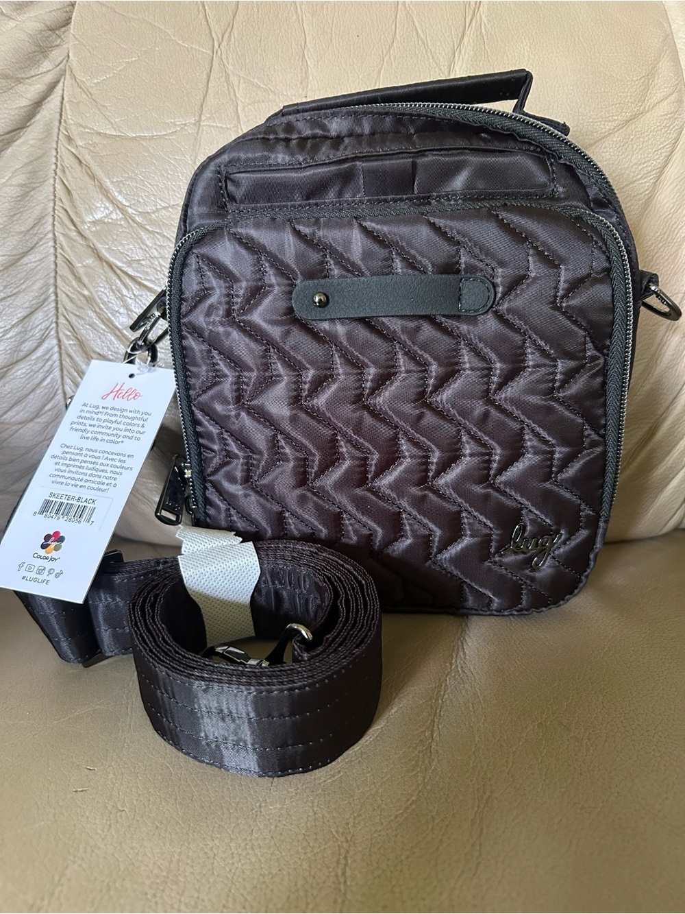Lug Skeeter Convertible Crossbody Bag Purse Black NEW